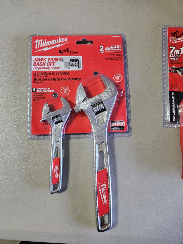 Milwaukee in. and 10 in. Adjustable Wrench Set for Sale in Montebello, CA  OfferUp