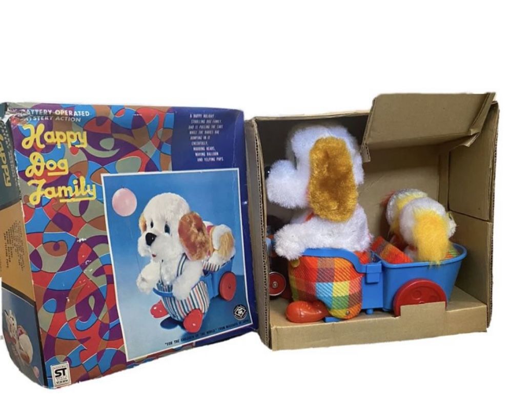 Vintage Happy Dog Family Battery Operated Toy From Japan In Original Box (New, Never Been Used)
