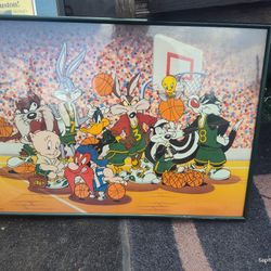 p 1993 Warner Bros Looney tune characters framed picture.
