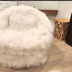 Restoration Hardware Oberon Mongolian Lamb Swivel chair