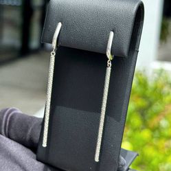 Jewelry 14k white gold hoop dangle bar twisted earrings 2.2g