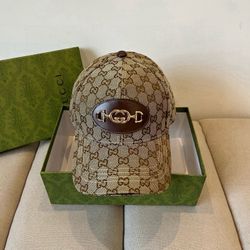 Gucci GG Logo Canvas Baseball Cap Unisex Brown