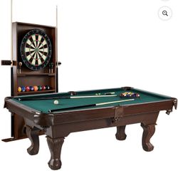 Pool Table Plus Dart Boat And Cue Rack