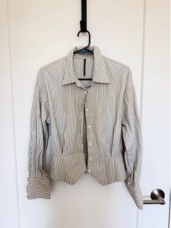 Striped Fitted Button Up Shirt with Corset Waist