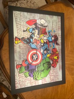 Marvel Comics Captain America 3D Lenticular Hologram Framed Wall Art 30.25x22.5x1