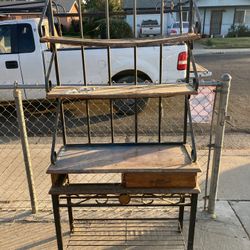 Beautiful Bakers rack wood needs restoration or replacement shelf storage kitchen