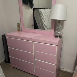 Lovely Pink Dresser With 6 Drawers