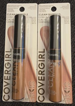 (2) COVERGIRL Clean Invisible Liquid Concealer, 123 Warm Nude, 0.23 fl oz