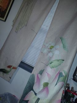 Floral Lotus Print Japanese style curtains
