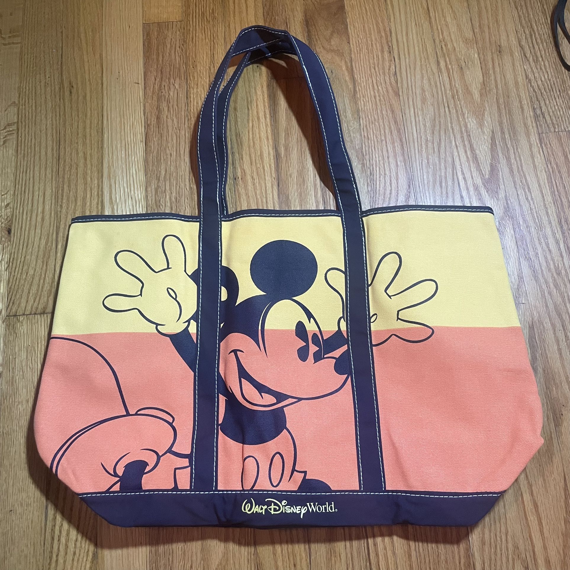 Walt Disney World Color Block Mickey Mouse Tote Bag 21”x12” - Orange Yellow
