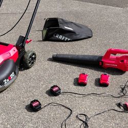 Craftsman Battery Lawnmower and Blower