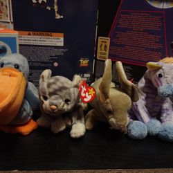TY Beanie Baby Retired Collection With Error Tags -Rare Lot.  Scoop Pelican Nibbly Rabbit Silver Cat Vegas Zebra 90s Vintage Set 