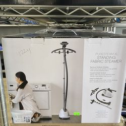 Pure Enrichment PureSteam XL Standing Fabric Steamer, which is used for removing wrinkles from clothing and fabrics