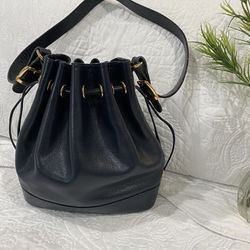 L’Atouche Black Leather Handbag Purse Made In Spain 
