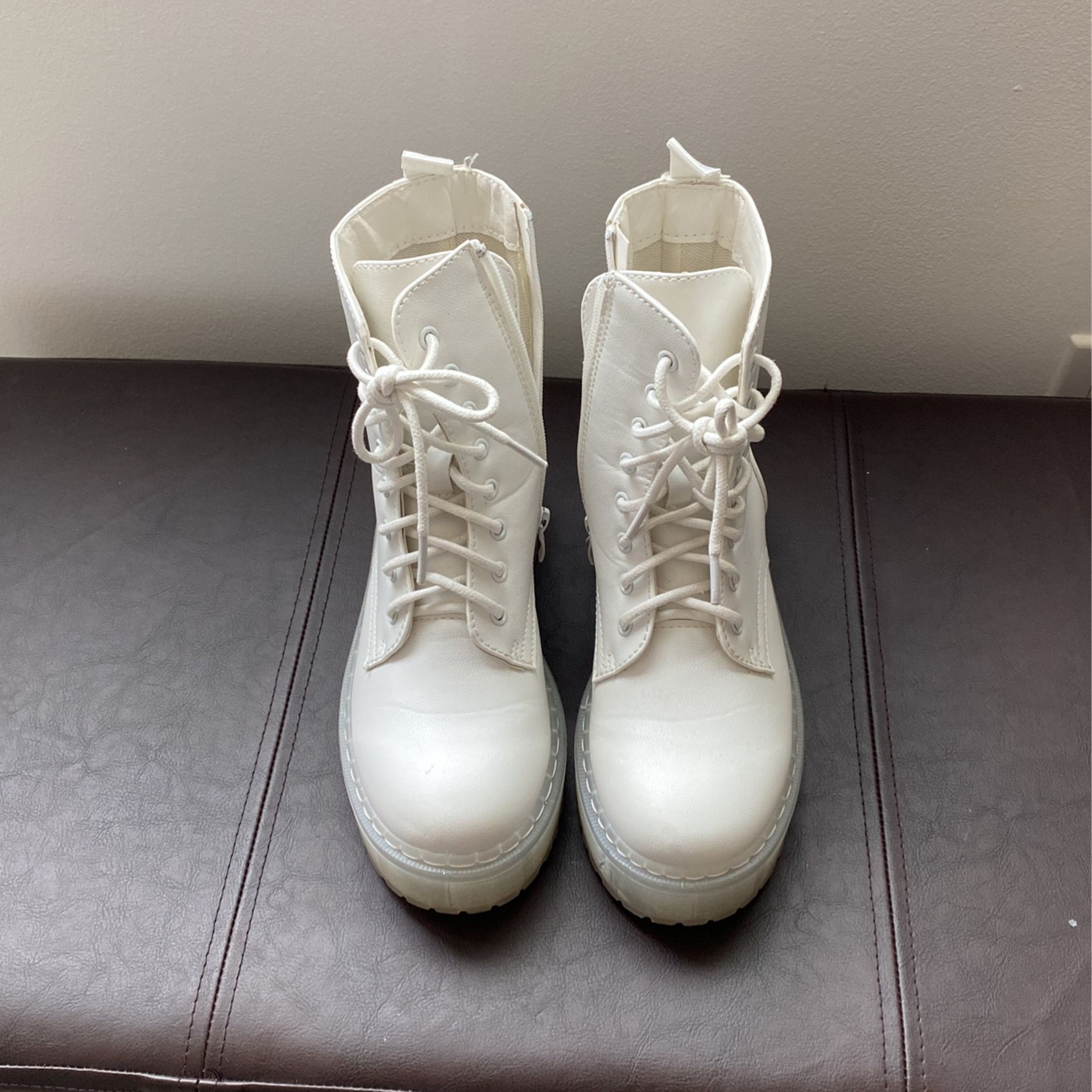 Jelly pop White Combat Boots Size 6
