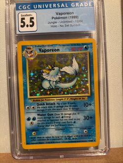 Vaporeon Holo 1999 Jungle Pokemon Card CGC 5.5