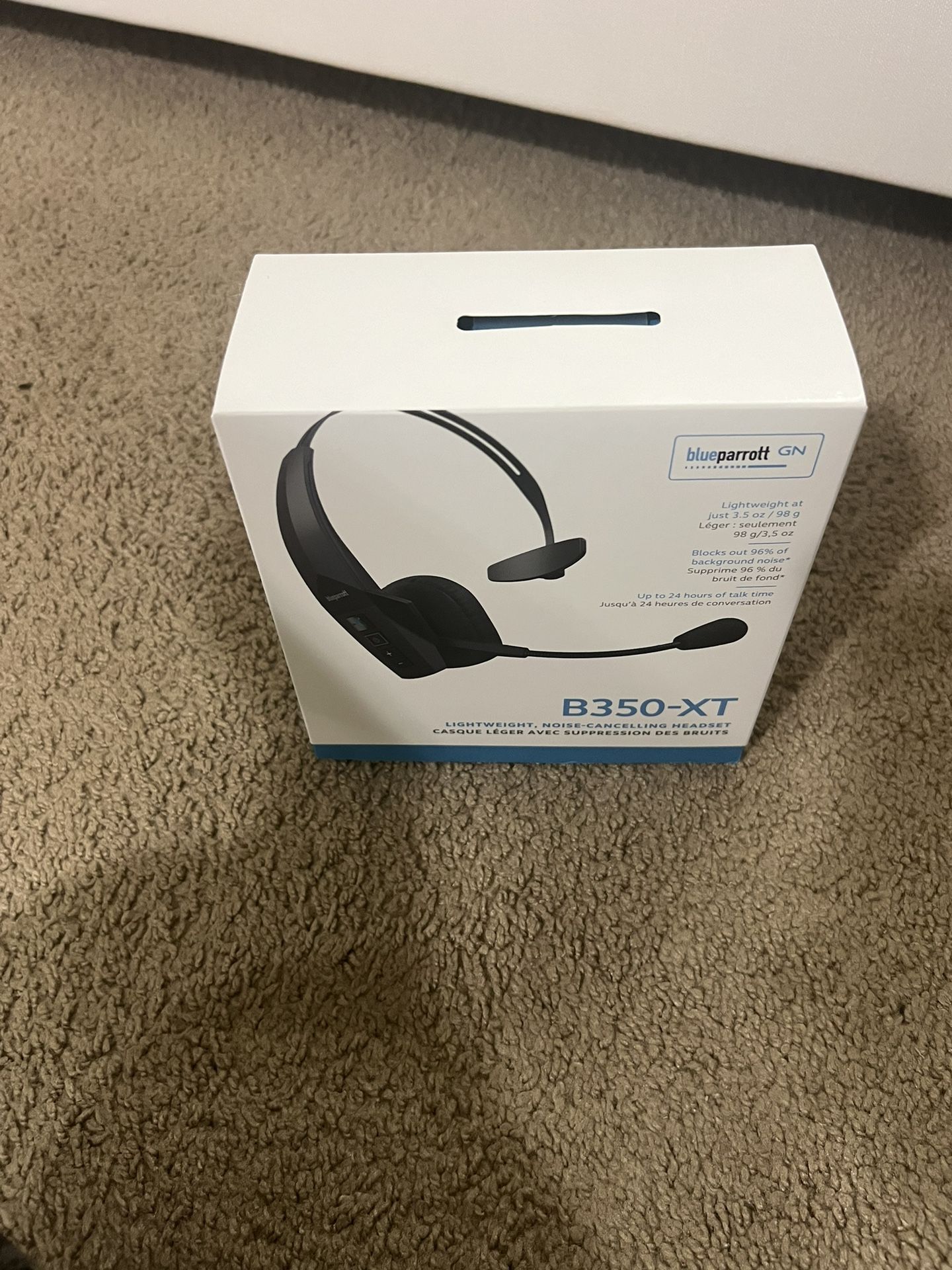 BlueParrott B350-XT Mono Bluetooth Wireless Headphones 96% Noise Canceling Over Head Trucker Headset with Mic, Adjustable Lightweight Headband, IP54-R