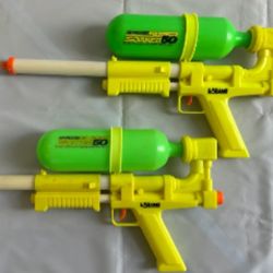 2x Vintage 1990 Larami Super Soaker 50 Toy Water Guns (Working) (Authentic