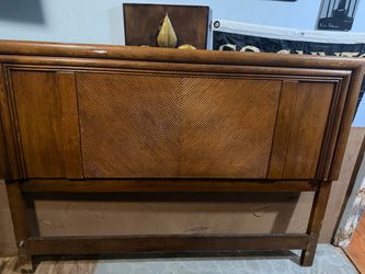 Vintage Wood Bed Headboard with Chevron Detail