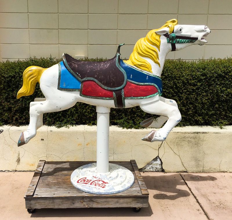 Antique cast aluminum Coca Cola carousel horse. Beautiful!