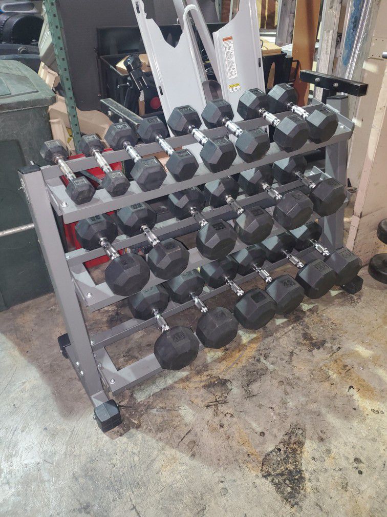 SET OF 5-50 DUMBBELLS WITH RACK 