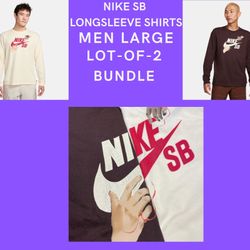 LOT OF 2 NEW Nike SB City of Love Brown Earth Large Long Sleeve Shirt Loose Fit