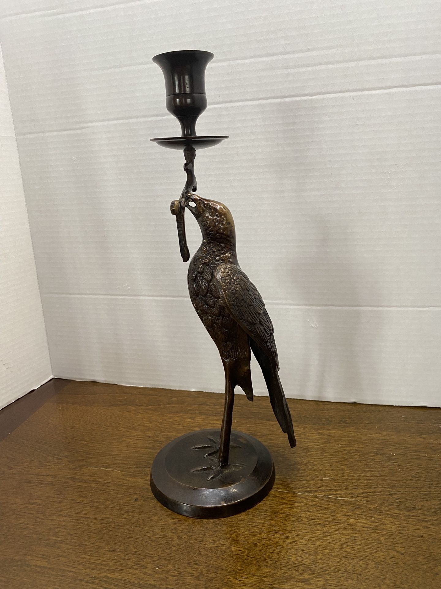 Vintage Brass Bird Butler Candlestick Holder Sculpture Figurine 