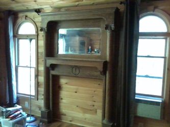 Antique tiger oak mantle