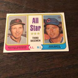 Vintage 1974 Topps # 334 Santo/Robinson All Star Third Basemen Card