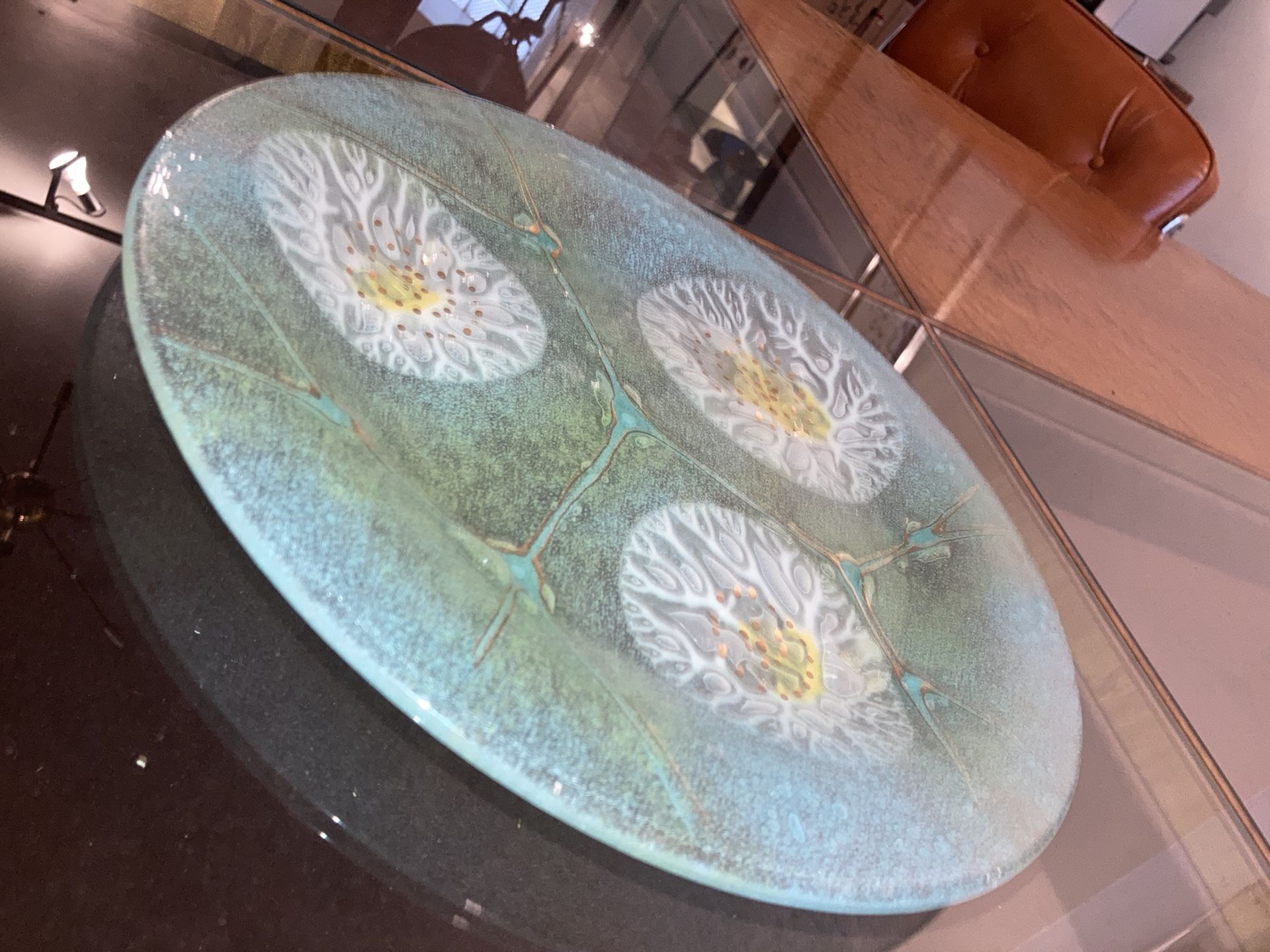 Mint Green Design Glass Plate
