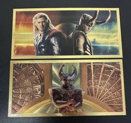 24k Gold Foil Plated Thor And Loki Marvel Banknote