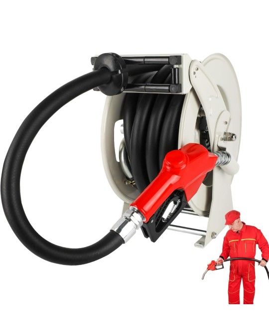 Fuel Hose Reel 1" x 33Ft Heavy Duty Industrial Retractable Diesel Hose Reel 300PSI Ratchet Spring Driven Hose Holder Steel Construction with Fueling