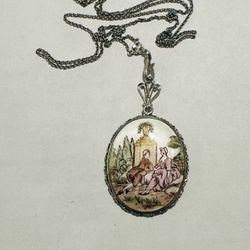 Vintage Mary Chess Solid Perfume Locket Necklace 