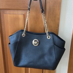 Michael Kors Black Shoulder Bag Purse Gold Chain