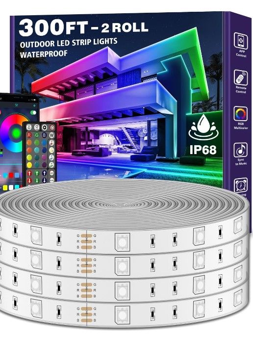 New 300ft Outdoor LED Strip Lights to Enhance Yard.