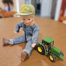 John Deere Porcelain BILLY FARM KID BOY Doll Danbury Mint Collection 18”