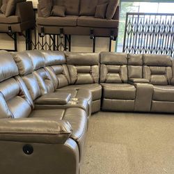 New Gray Power Recliner Sectional Couch Only $50 Down Payment 