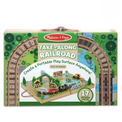 Melissa & Dough 17-piece Wooden Take-Along Tabletop Trains
