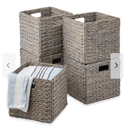 Hyacinth Storage Baskets, Set of 5 Multipurpose Collapsible Organizers 10.5x10.5