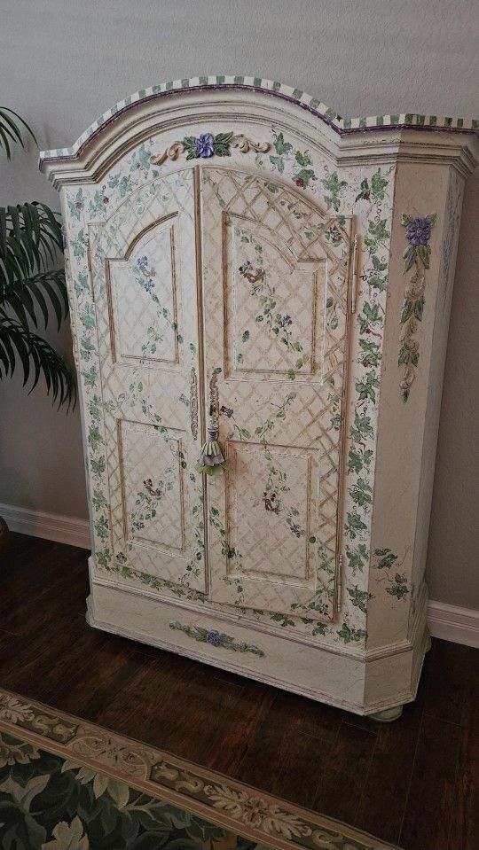 Stunning Tall Hand-painted Armoire
