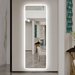Wall-Mounted Rimless Dress Mirror with High-Definition Imaging and Dual-Color Dimming LY-04