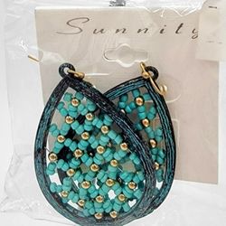 Sunnity Turquoise And Gold Color Dangle Earrings