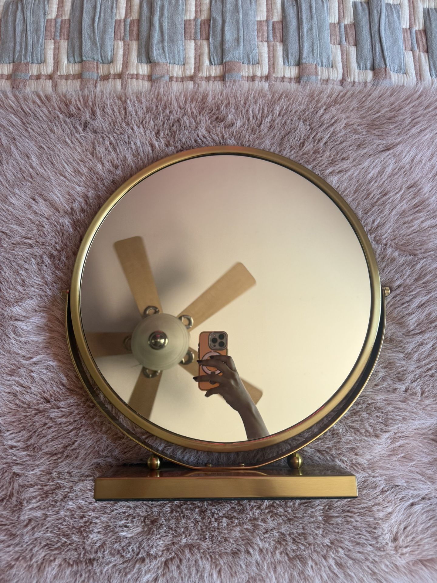 Vanity Standing Mirror Gold Finish