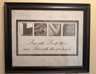 Black Framed Matted "Love" Picture with Glass Front - 23x19