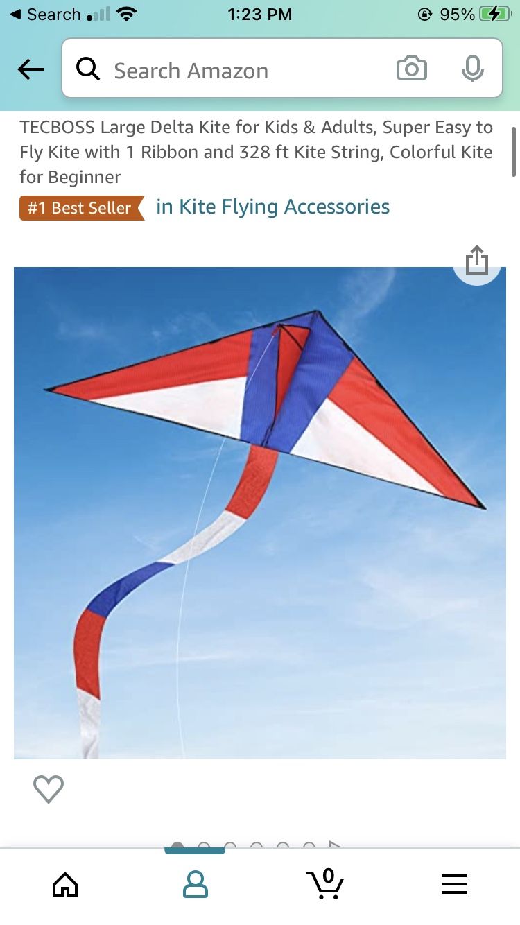 Large Delta Kite for Kids & Adults, Super Easy to Fly Kite with 1 Ribbon and 328 ft Kite String, Colorful Kite for Beginner