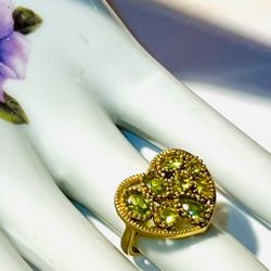 Gold Plated Sterling Silver.925 Stamped Green Tsavorite Garnet Ring