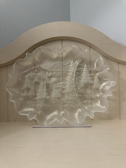 Mikasa Crystal Frosted Christmas Serving Platter