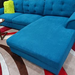 *Weekend Special*---Biscayne Jazzy Blue Fabric Sectional Sofa W/Ottoman---Delivery And Easy Financing Available👌