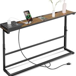 Sofa Table with Outlets Behind Couch 39 Inch Narrow Console Table with USB Ports