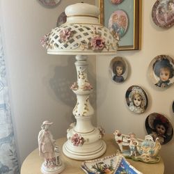 Rare Capodimonte Italian table lamp 32” set of 2